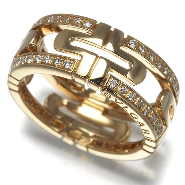 BVLGARI RING DIAMOND NEWPARENTESI OPENWORK: BVLGARI Ring Diamond NewParentesi Openwork Brand: BVLGARI Type: Ring Material: 18K / 750 / Yellow Gold Main Stone/Creation Natural Color: Yellow Gold Size: US5.75 Accessories: None