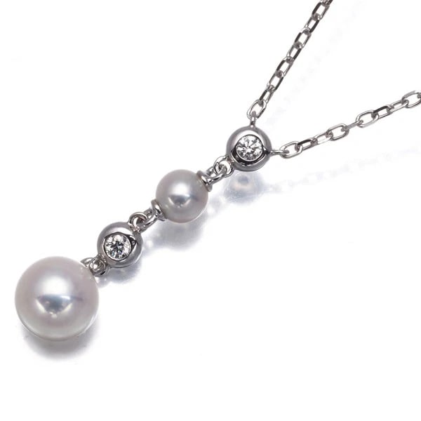 MIKIMOTO NECKLACE AKOYA PEARL DIAMOND YDROP: Mikimoto Necklace Akoya Pearl Diamond YDrop Brand: MIKIMOTO Type: Necklace Material: 18K / 750 / White Gold Color: White Gold Size: Necklace length: 39cm Pendant size: 25.7 x 6.7mm Accessories: N