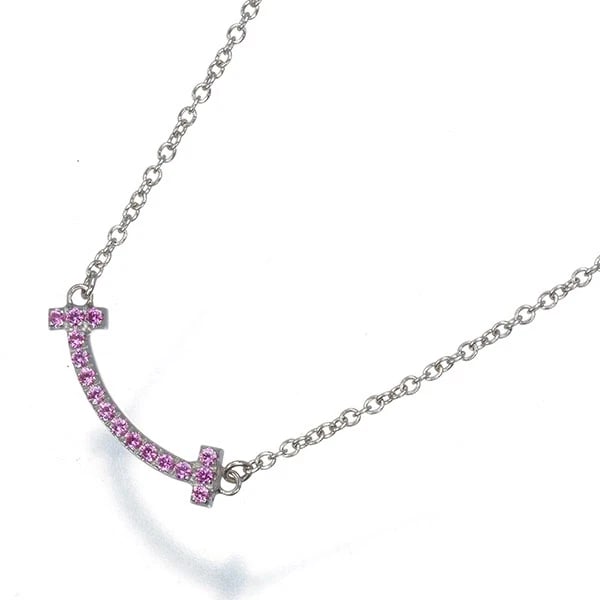 TIFFANY&CO. NECKLACE PINK SAPPHIRE: Tiffany&Co. Necklace Pink Sapphire Brand: Tiffany & Co. Type: Necklace Material: 18K / 750 / White Gold Main Stone/Creation Natural Color: White Gold Size: Necklace length: 41 / 46cm Accessories: