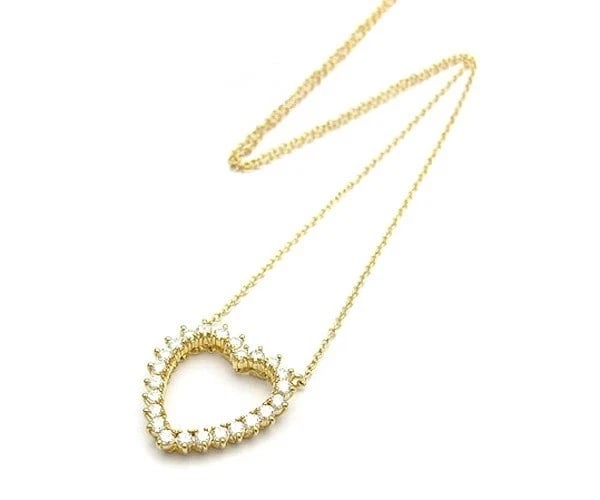 TIFFANY & CO. OPEN HEART DIAMOND NECKLACE K18 YELLOW GOLD: Tiffany & Co. Open Heart Diamond Necklace K18 Yellow Gold Brand: Tiffany & Co. Type: Necklace Material: 18K Yellow Gold (K18YG) Main Stone/Creation Natural Color: Yellow Gold Size: Chain Length: A