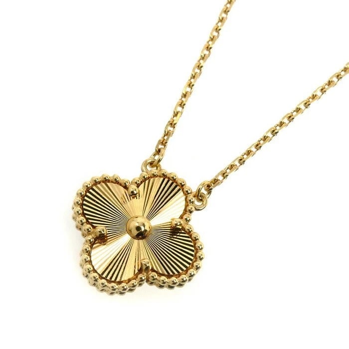 VAN CLEEF & ARPELS VINTAGE ALHAMBRA GUILLOCHE NECKLACE 18K GOLD (1 of 3)