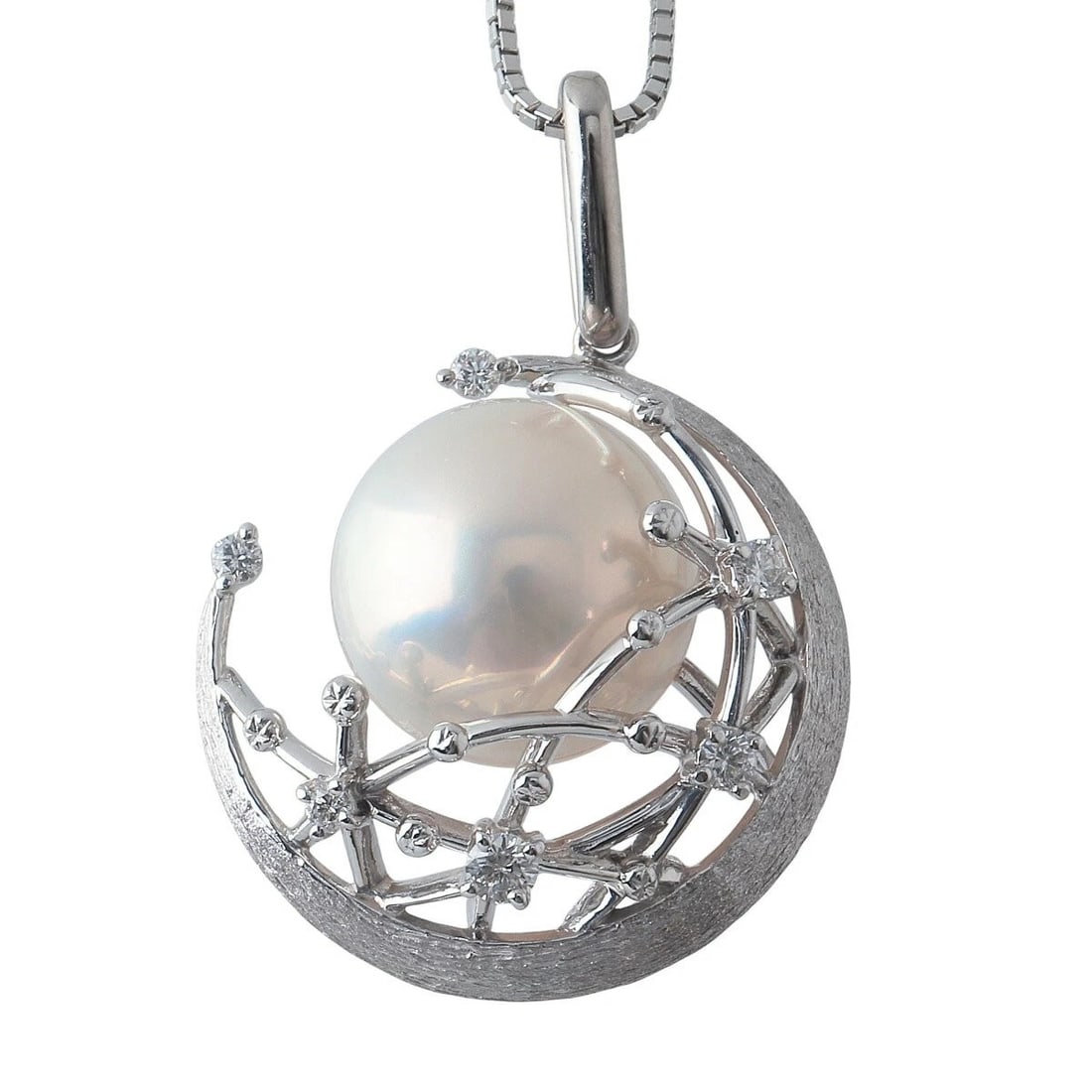 TASAKI MABE PEARL DIAMOND PENDANT NECKLACE K18 WHITE GOLD (1 of 4)