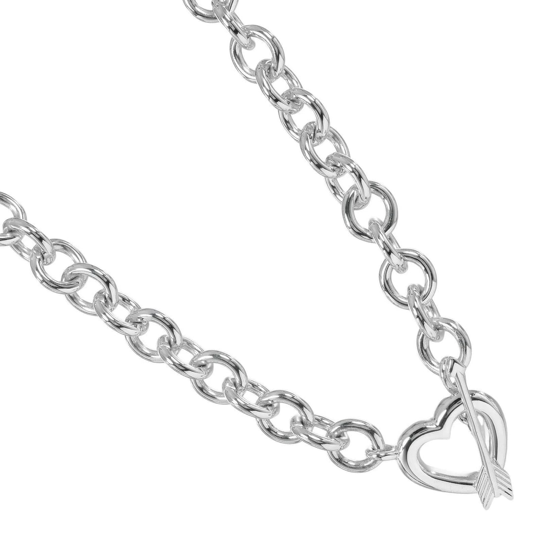 TIFFANY & CO. HEART ARROW TOGGLE CHAIN NECKLACE: Tiffany & Co. Heart Arrow Toggle Chain Necklace Brand: Tiffany & Co. Type: Necklace Material: Sterling Silver (925) Color: Silver Size: Necklace Length: Approx. 15.75 inches (40 cm) Motif Size: Ap
