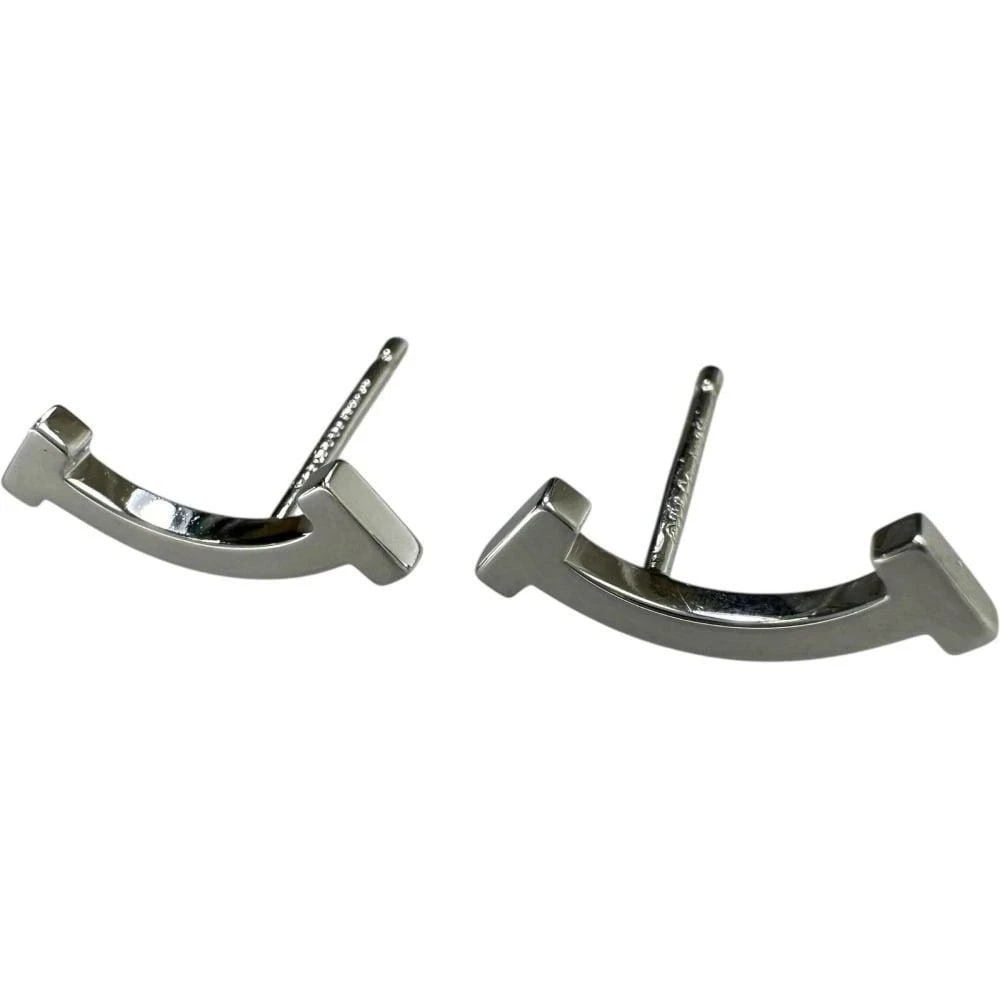 TIFFANY & CO. T SMILE MINI EARRINGS K18WG (1 of 2)