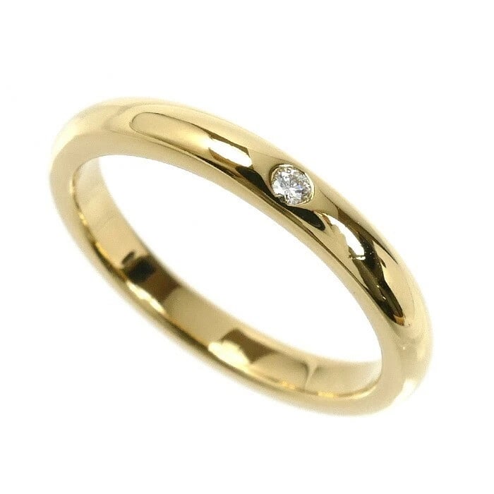 TIFFANY STACKING BAND 1 DIAMOND RING K18YG: Tiffany Stacking Band 1 Diamond Ring K18YG Brand: Tiffany & Co. Type: Ring Material: K18 Yellow Gold (750) Main Stone/Creation Natural Color: Yellow Gold Size: US 6.5 Accessories: None Acc
