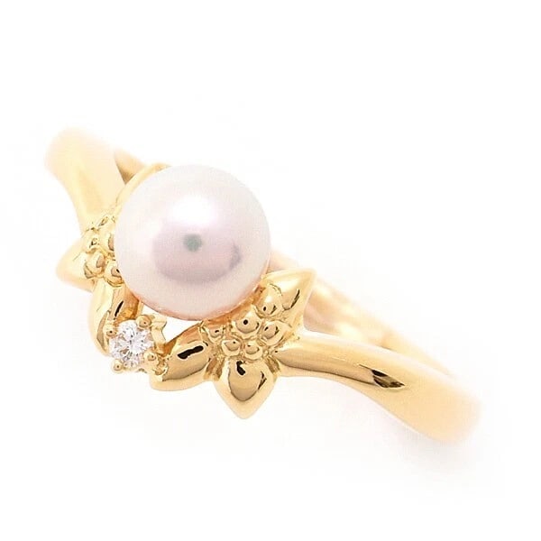 MIKIMOTO PEARL DIAMOND RING 18K YELLOW GOLD (1 of 4)