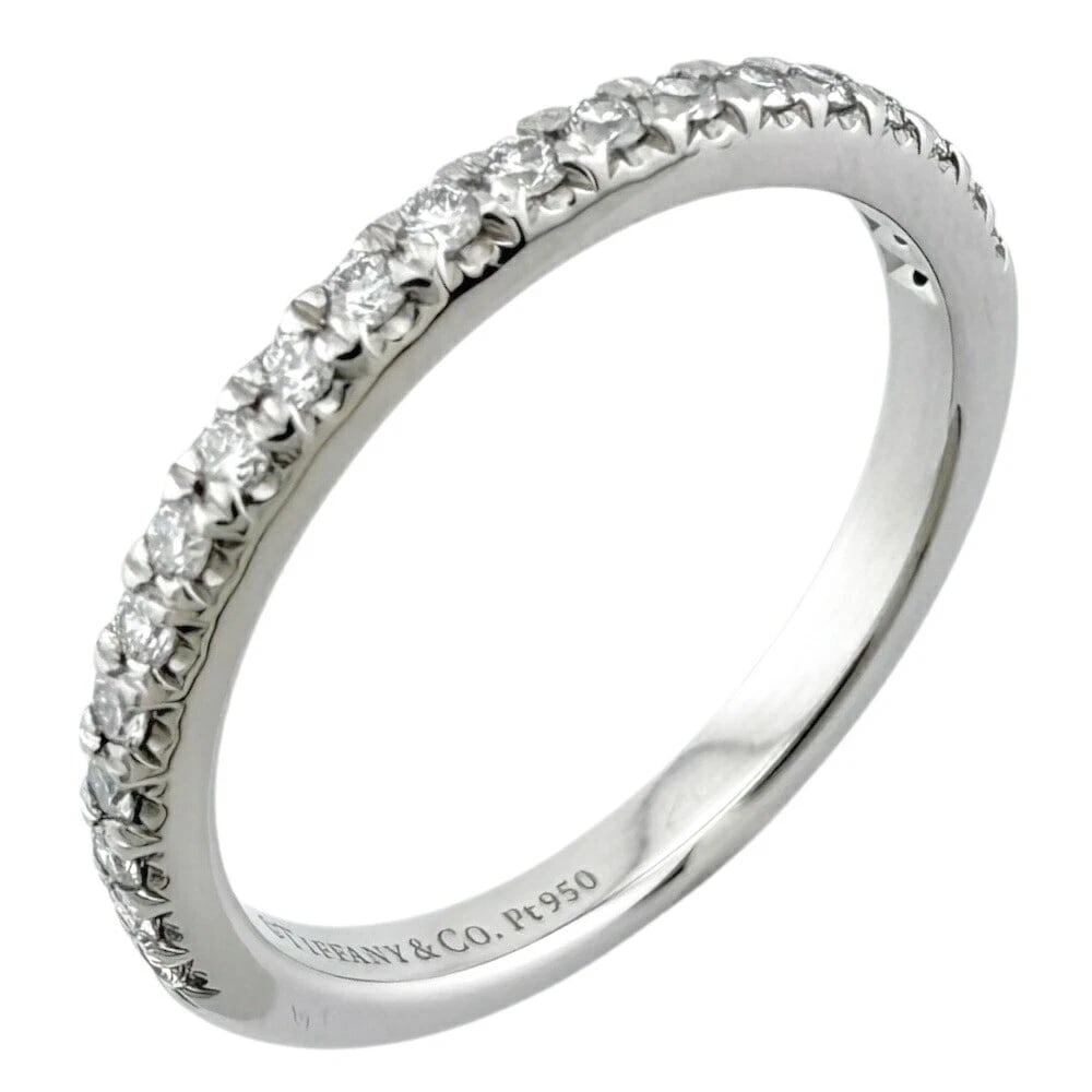 TIFFANY & CO. SOLESTE HALF ETERNITY DIAMOND RING PT950 (1 of 3)