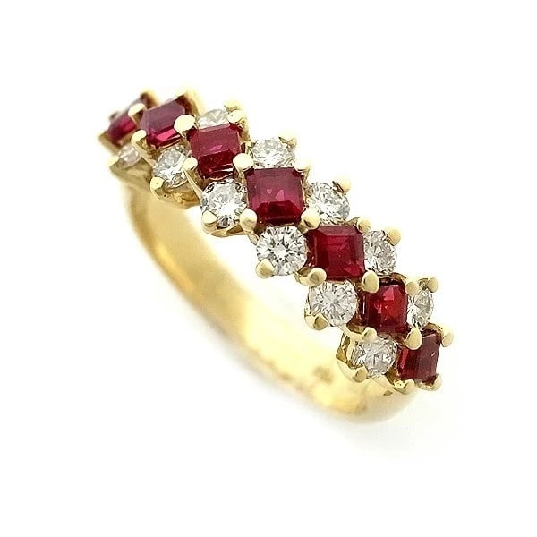 TIFFANY & CO. RUBY DIAMOND RING 18K YELLOW GOLD: Tiffany & Co. Ruby Diamond Ring 18K Yellow Gold Brand: Tiffany & Co. Type: Ring Material: Yellow Gold Main Stone/Creation Natural Color: Yellow Gold Size: US: 6 Accessories: None Accessori