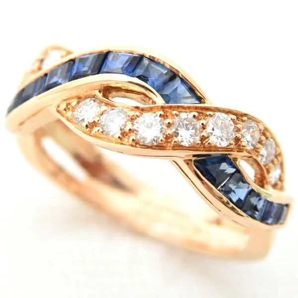 TIFFANY & CO SAPPHIRE DIAMOND TWIST RING K18YG: Tiffany & Co Sapphire Diamond Twist Ring K18YG Brand: Tiffany & Co. Type: Ring Material: Yellow Gold (K18 / 750YG) Main Stone/Creation Sapphire Color: Gold Size: US: 6 Accessories: None