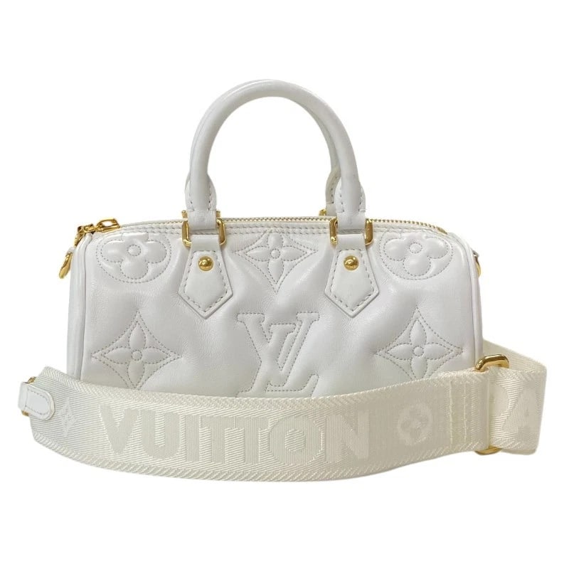 LOUIS VUITTON PAPILLON BB SHOULDER BAG: LOUIS VUITTON Papillon BB Shoulder Bag Brand: LOUIS VUITTON Type: Shoulder Bag Material: Bubble Gram Leather Color: White Gold Hardware Size: W7.9 x H3.9x D3.9inch Accessories: None
