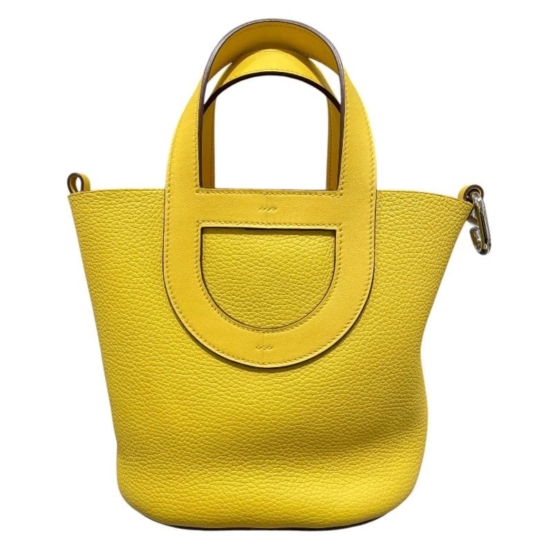 HERMES IN THE LOOP 18 HANDBAG: HERMES in the loop 18 Handbag Brand: HERMES Type: Handbag Material: Taurillon Clemence Color: Sun SilverHardware Size: W7.1 x H7.5x D4.7inch Accessories: None Accessories Notice: When