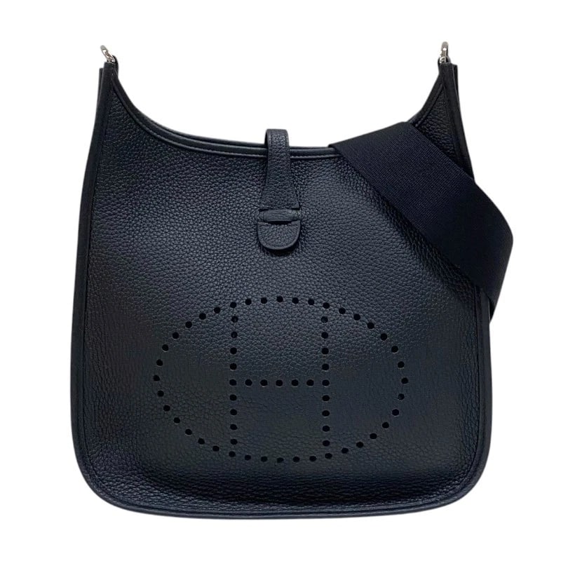 HERMES EVELYN 3 PM SHOULDER BAG: HERMES Evelyn 3 PM Shoulder Bag Brand: HERMES Type: Shoulder Bag Material: Taurillon Clemence Color: Black SilverHardware Size: W11.4 x H12.2x D3.1inch Accessories: None Accessories Notice: