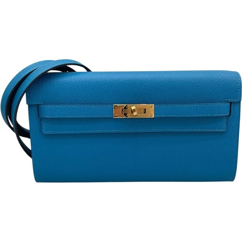 HERMES KELLY TO GO SHOULDER BAG: HERMES Kelly to go Shoulder Bag Brand: HERMES Type: Shoulder Bag Material: Shave Color: Blue Frida GDHardware Size: W8.1 x H4.3x D1.0inch Accessories: None Accessories Notice: When purchas