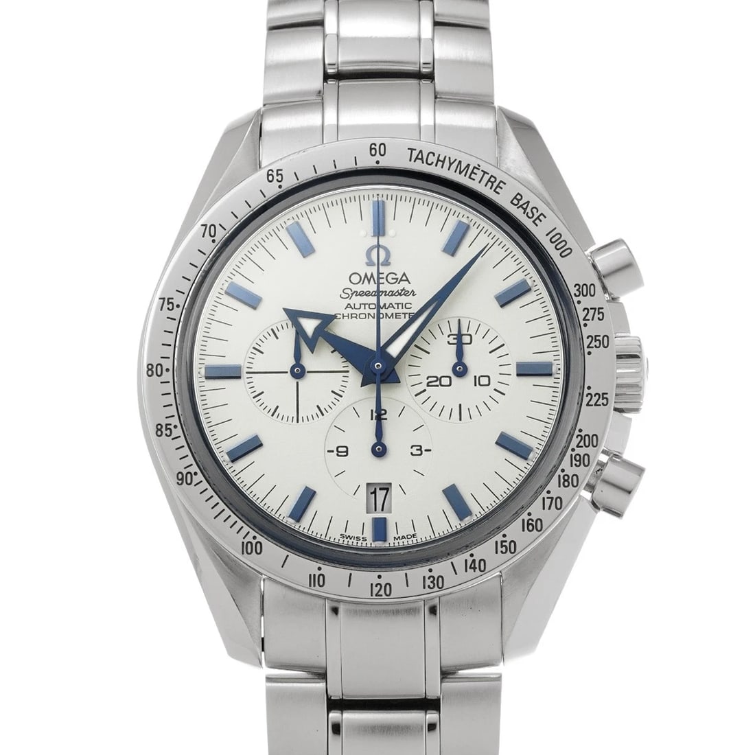 OMEGA SPEEDMASTER WHITE WATCH: OMEGA Speedmaster white WATCH Brand: OMEGA Type: Wristwatch Material: Band Material Stainless steel, Case Material Stainless steel Color: Dial Color white Size: ??Case? H/about 42mm W/about