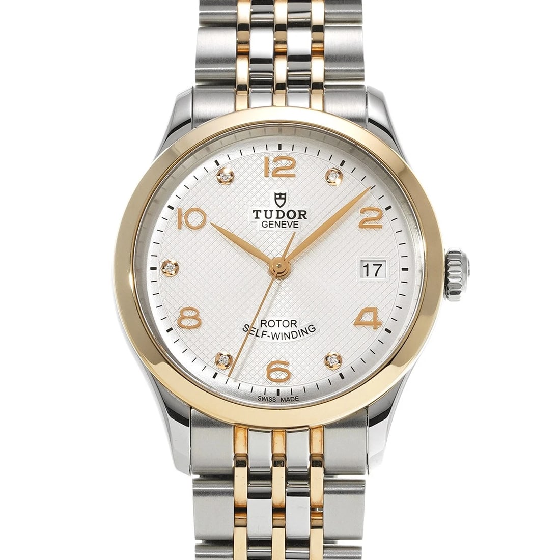 TUDOR SILVER DIAMOND WATCH: TUDOR Silver diamond WATCH Brand: TUDOR Type: Wristwatch Material: Band Material Stainless steel/Rose gold, Case Material Stainless steel Color: Dial Color Silver/diamond Size: ??Case? H/about