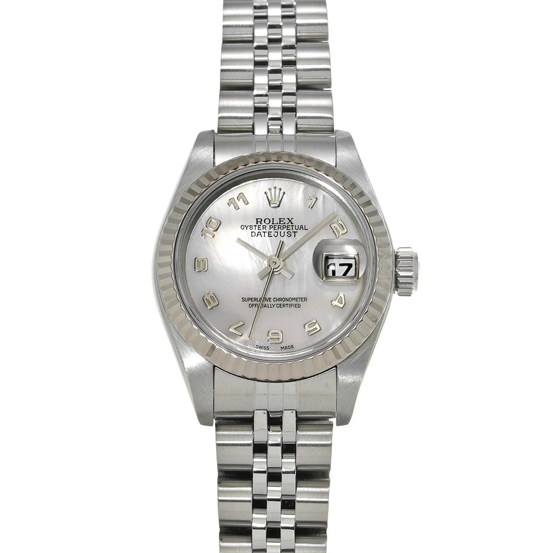 ROLEX DATEJUST WHITE SHELL WATCH (1 of 4)