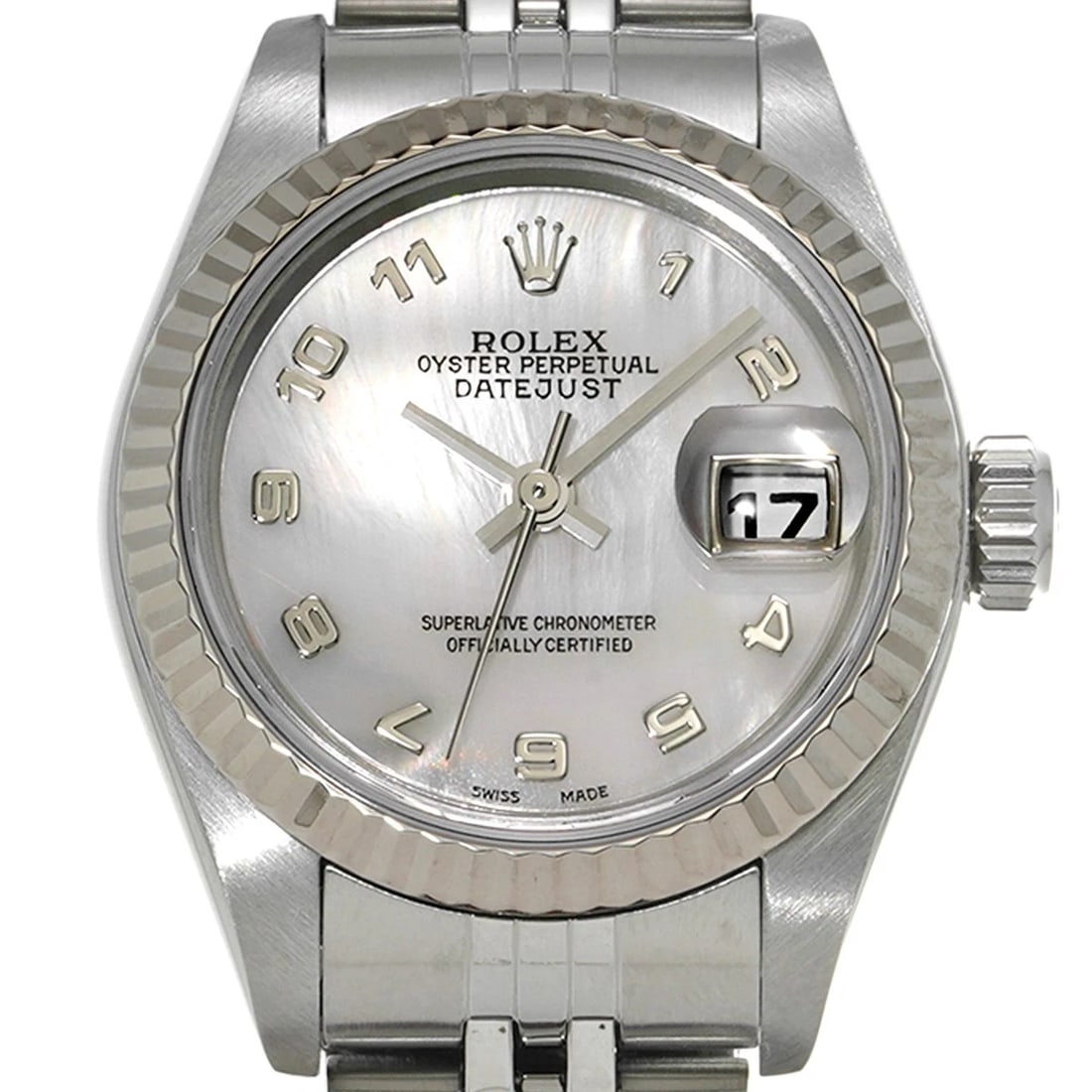 ROLEX DATEJUST WHITE SHELL WATCH - 4