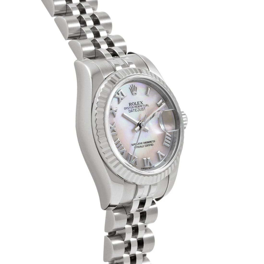 ROLEX DATEJUST WHITE SHELL WATCH - 3