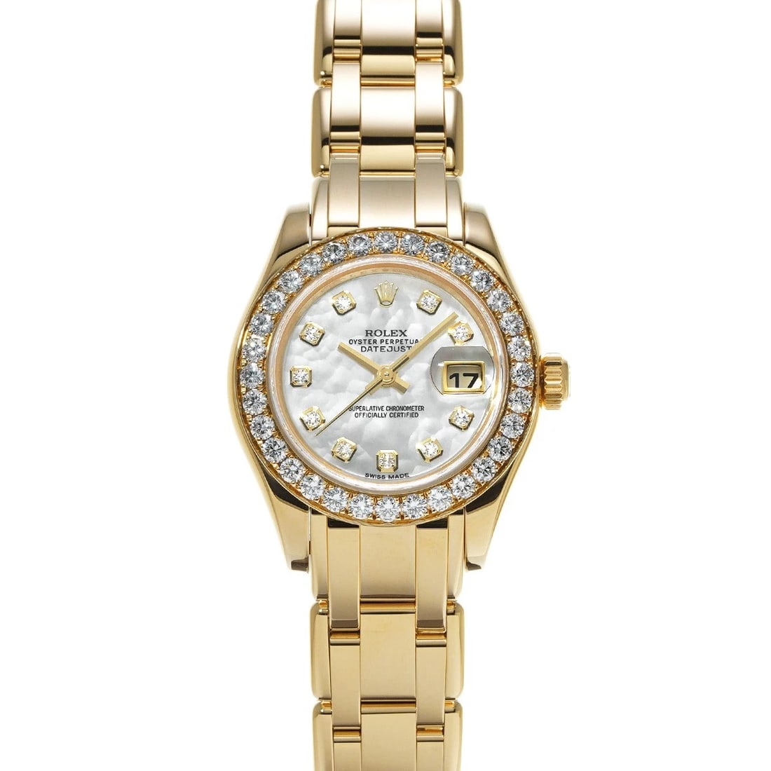 ROLEX DATEJUST PEARLMASTER WHITE SHELL DIAMOND WATCH (1 of 4)