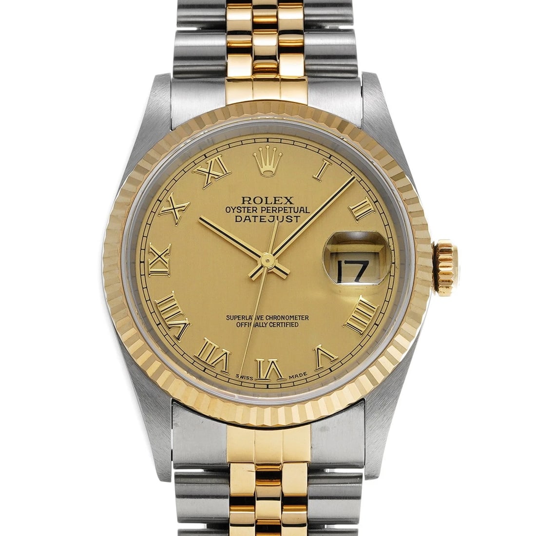 ROLEX DATEJUST CHAMPAGNE WATCH: ROLEX Datejust Champagne WATCH Brand: ROLEX Type: Wristwatch Material: Band Material Stainless steel/Yellow Gold, Case Material Stainless steel Color: Dial Color Champagne Size: ??Case? H/about 36mm W