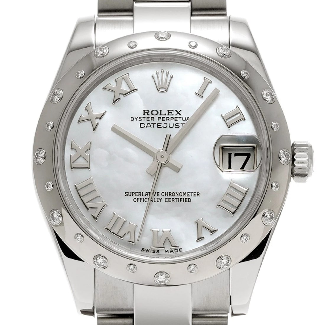 ROLEX DATEJUST WHITE SHELL WATCH - 4