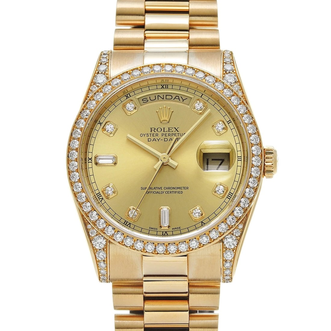 ROLEX DATE CHAMPAGNE DIAMOND WATCH (1 of 4)