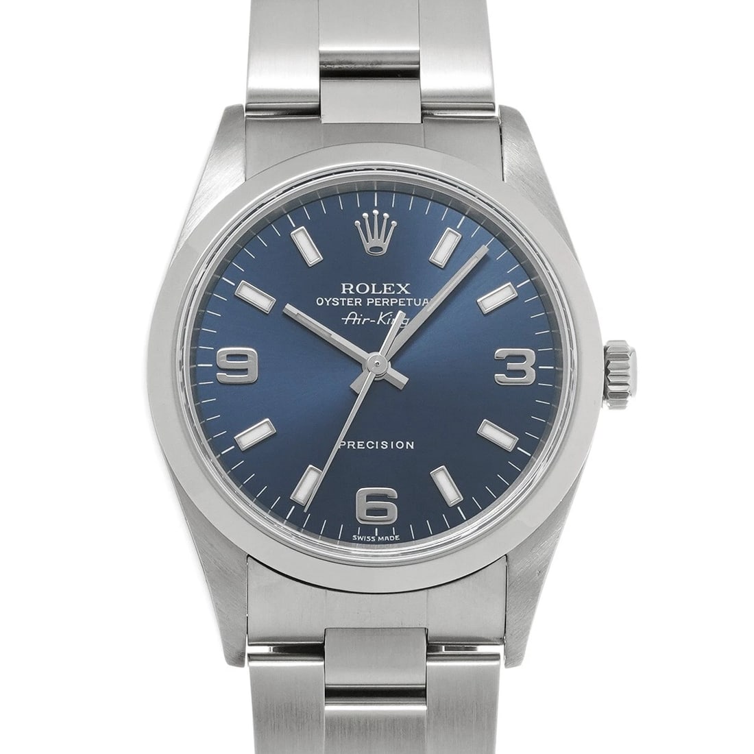 ROLEX AIR KING BLUE WATCH: ROLEX Air King blue WATCH Brand: ROLEX Type: Wristwatch Material: Band Material Stainless steel, Case Material Stainless steel Color: Dial Color blue Size: ??Case? H/about 34mm W/about 34mm