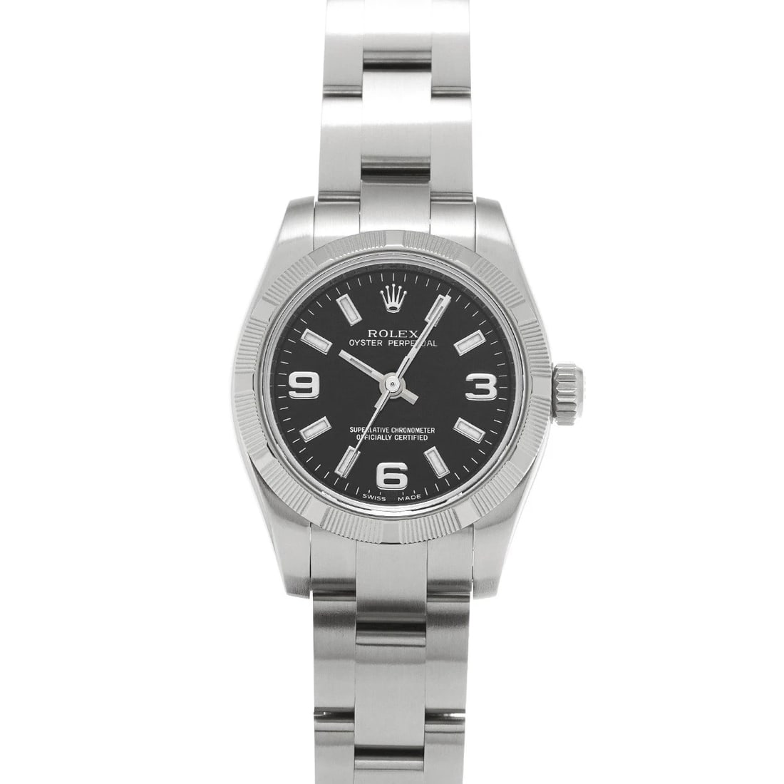 ROLEX OYSTER PERPETUAL BLACK WATCH: ROLEX Oyster Perpetual black WATCH Brand: ROLEX Type: Wristwatch Material: Band Material Stainless steel, Case Material Stainless steel Color: Dial Color black Size: ??Case? H/about 26mm