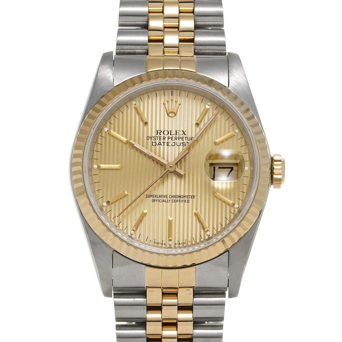 ROLEX DATEJUST CHAMPAGNE TAPESTRY WATCH (1 of 4)