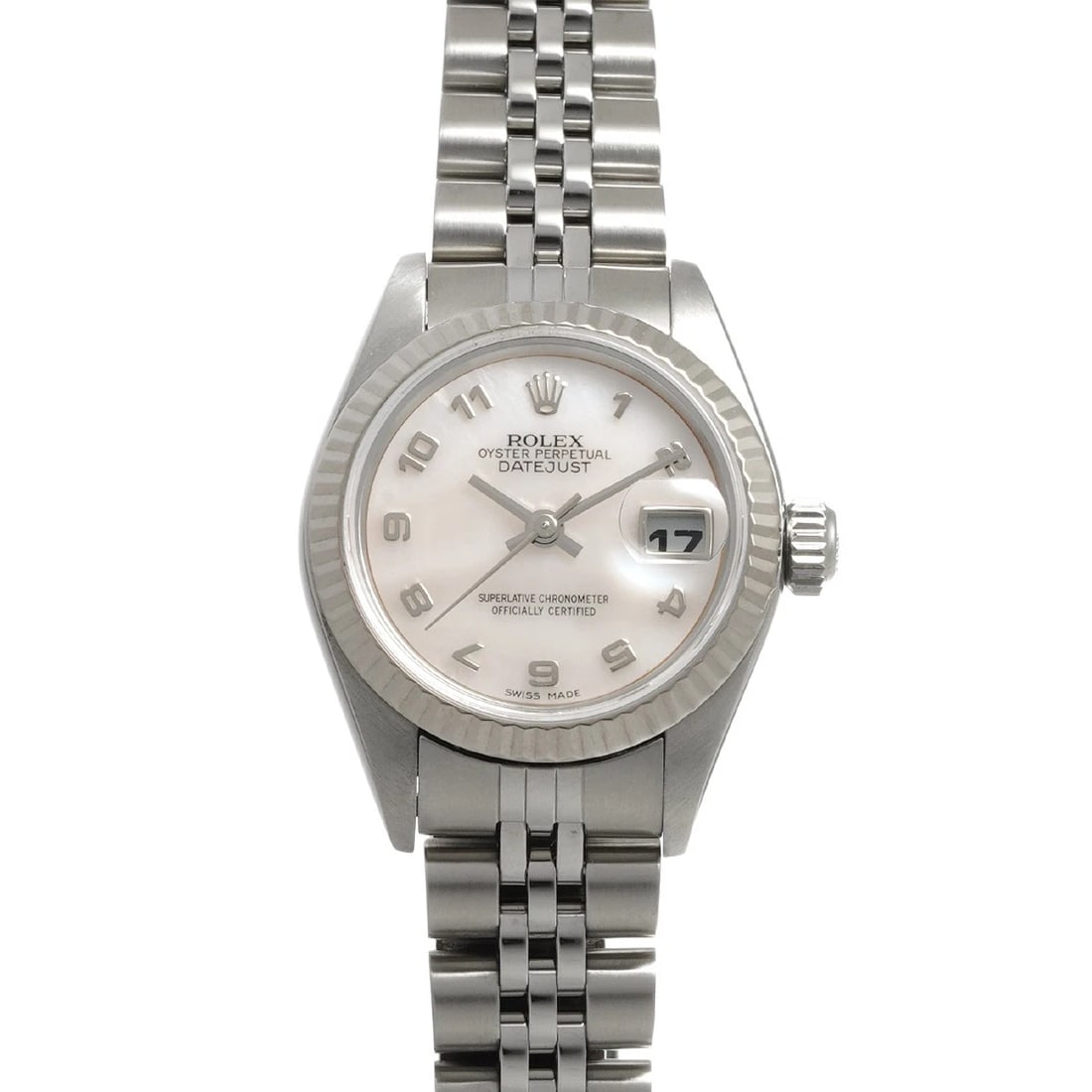 ROLEX DATEJUST WHITE SHELL WATCH: ROLEX Datejust White shell WATCH Brand: ROLEX Type: Wristwatch Material: Band Material Stainless steel, Case Material Stainless steel Color: Dial Color White shell Size: ??Case? H/about 26mm W/abo