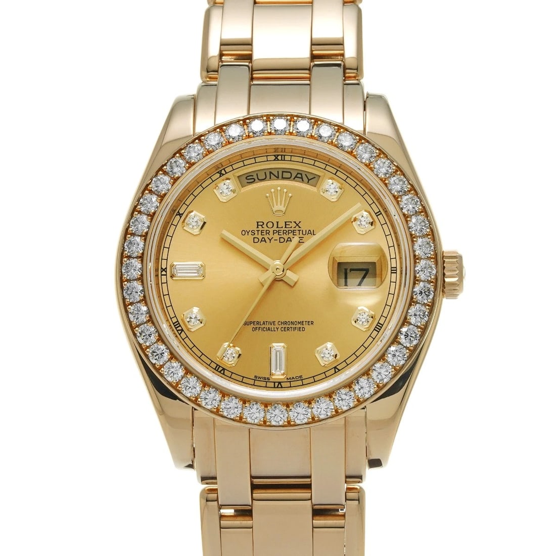 ROLEX DATE PEARLMASTER CHAMPAGNE DIAMOND WATCH (1 of 4)