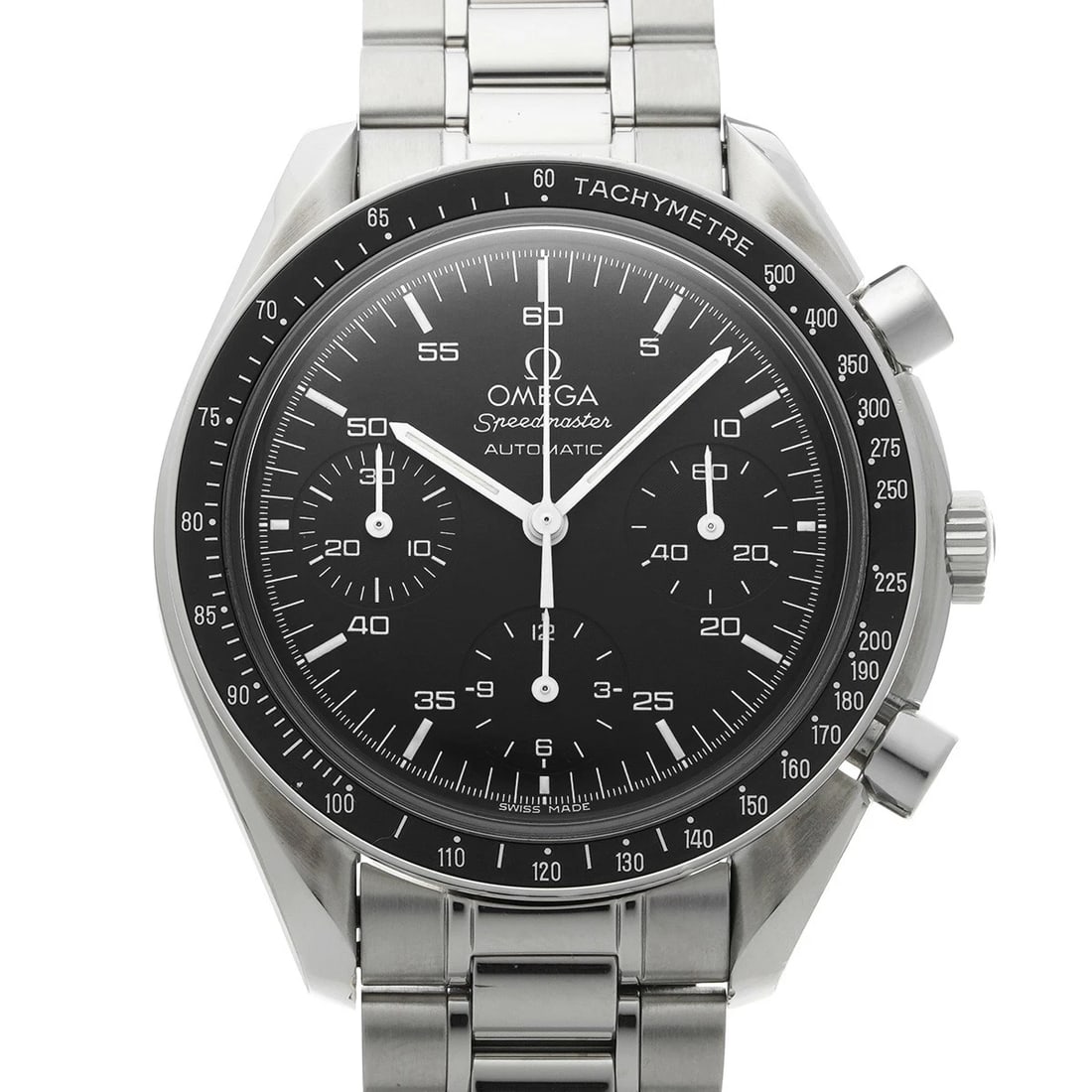 OMEGA SPEEDMASTER BLACK WATCH: OMEGA Speedmaster black WATCH Brand: OMEGA Type: Wristwatch Material: Band Material Stainless steel, Case Material Stainless steel Color: Dial Color black Size: ??Case? H/about 39mm W/about