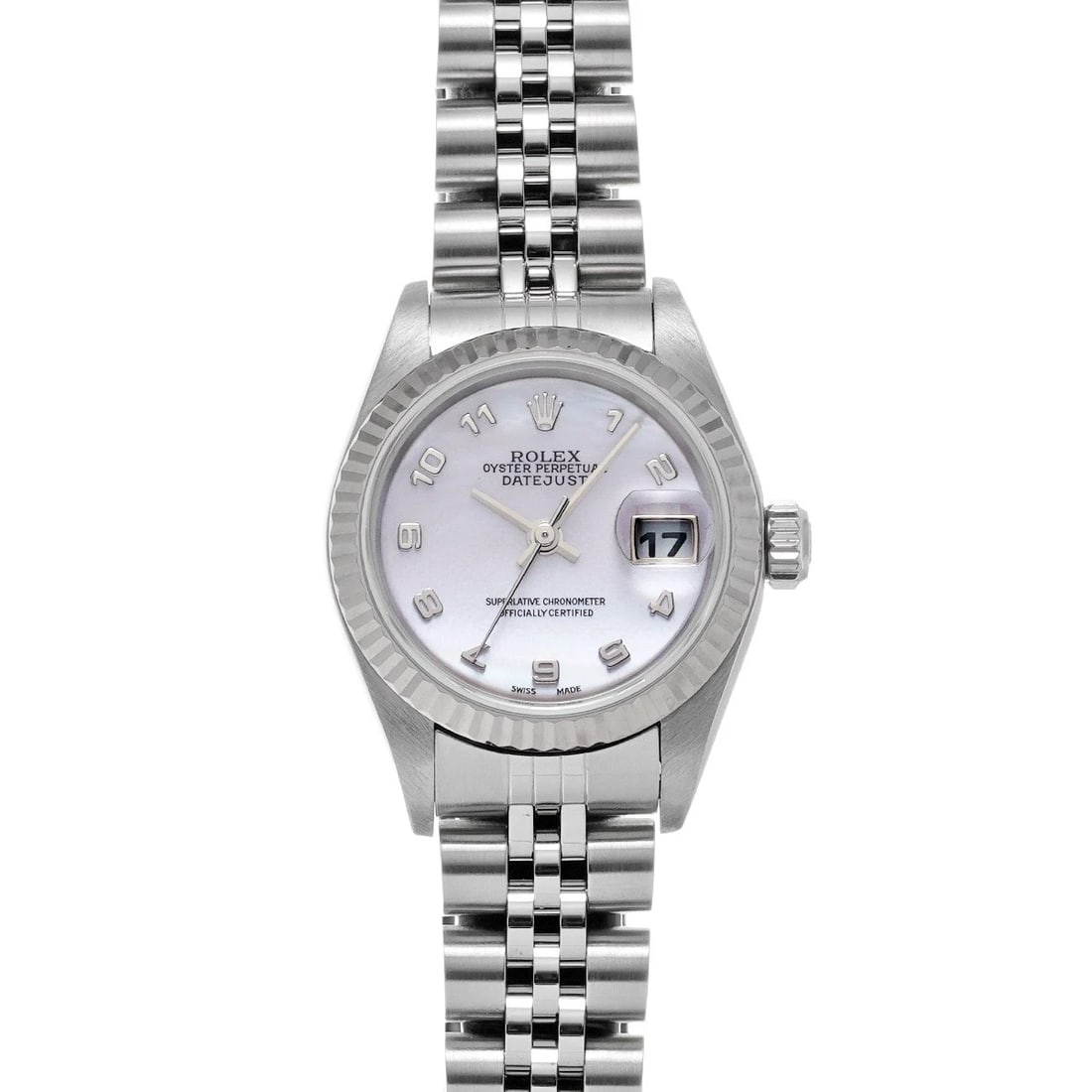 ROLEX DATEJUST WHITE SHELL WATCH: ROLEX Datejust White shell WATCH Brand: ROLEX Type: Wristwatch Material: Band Material Stainless steel, Case Material Stainless steel Color: Dial Color White shell Size: ??Case? H/about 26mm