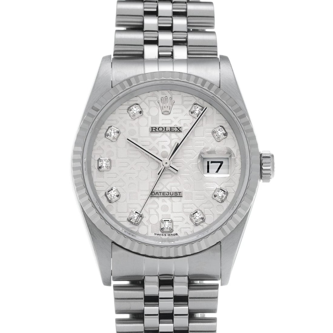 ROLEX DATEJUST SILVER COMPUTER DIAMOND WATCH (1 of 4)