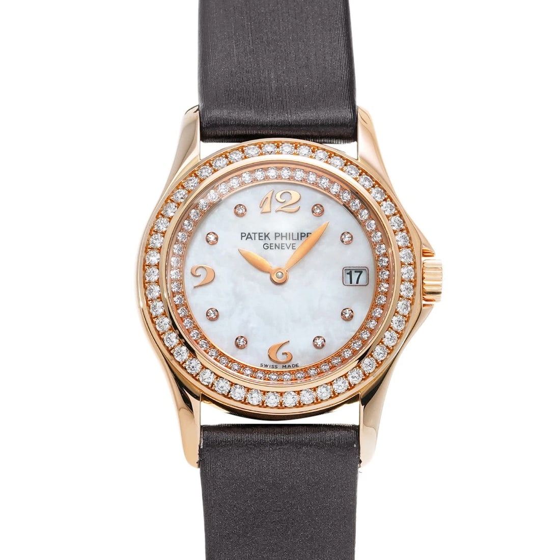 PATEK PHILIPPE WHITE SHELL DIAMOND WATCH (1 of 4)