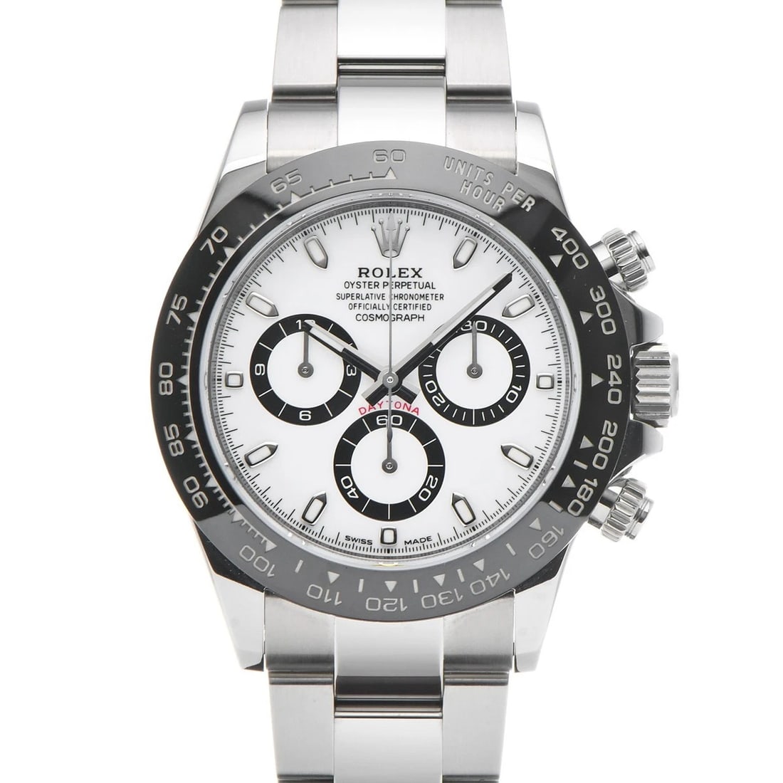 ROLEX COSMOGRAPH DAYTONA WHITE WATCH: ROLEX Cosmograph Daytona white WATCH Brand: ROLEX Type: Wristwatch Material: Band Material Stainless steel, Case Material Stainless steel Color: Dial Color white Size: ??Case? H/about 40mm