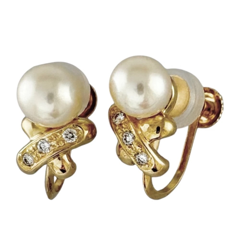 TASAKI EARRING K18 YELLOW GOLD PEARL DIAMOND: TASAKI Earring K18 yellow gold Pearl diamond Brand: TASAKI Type: Earring Material: K18 yellow gold Main Stone/Creation Pearl Color: gold Size: Size(CM) 10.0mm x 6.5mm(*mm) Accessories: None