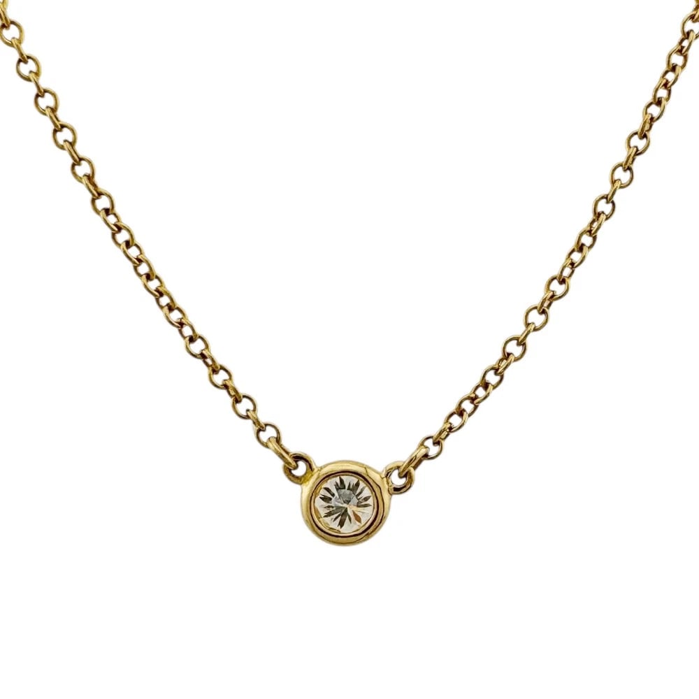 TIFFANY&CO. NECKLACE K18 YELLOW GOLD: TIFFANY&Co. Necklace K18 yellow gold Brand: Tiffany&co. Type: Necklace Material: K18 yellow gold Color: gold Size: Size(CM) Total Length:43.5cm Chain width:1.0mm Top:W3.9mm x H3.8mm The total