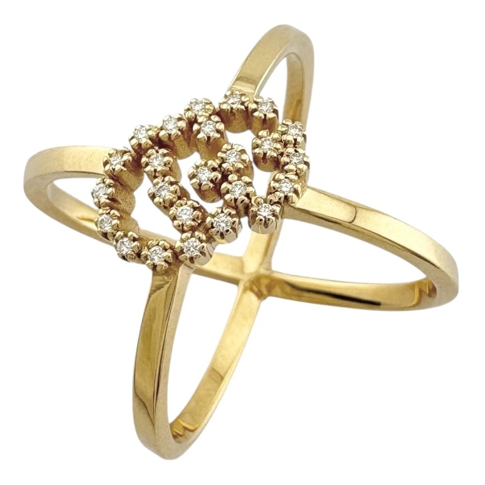 GUCCI RING K18 YELLOW GOLD DIAMOND GG RUNNING: GUCCI Ring K18 yellow gold diamond GG running Brand: GUCCI Type: Ring Material: K18 yellow gold Color: gold Size: US 4 1/2 Accessories: None Accessories Notice: When purchasing pre-owned