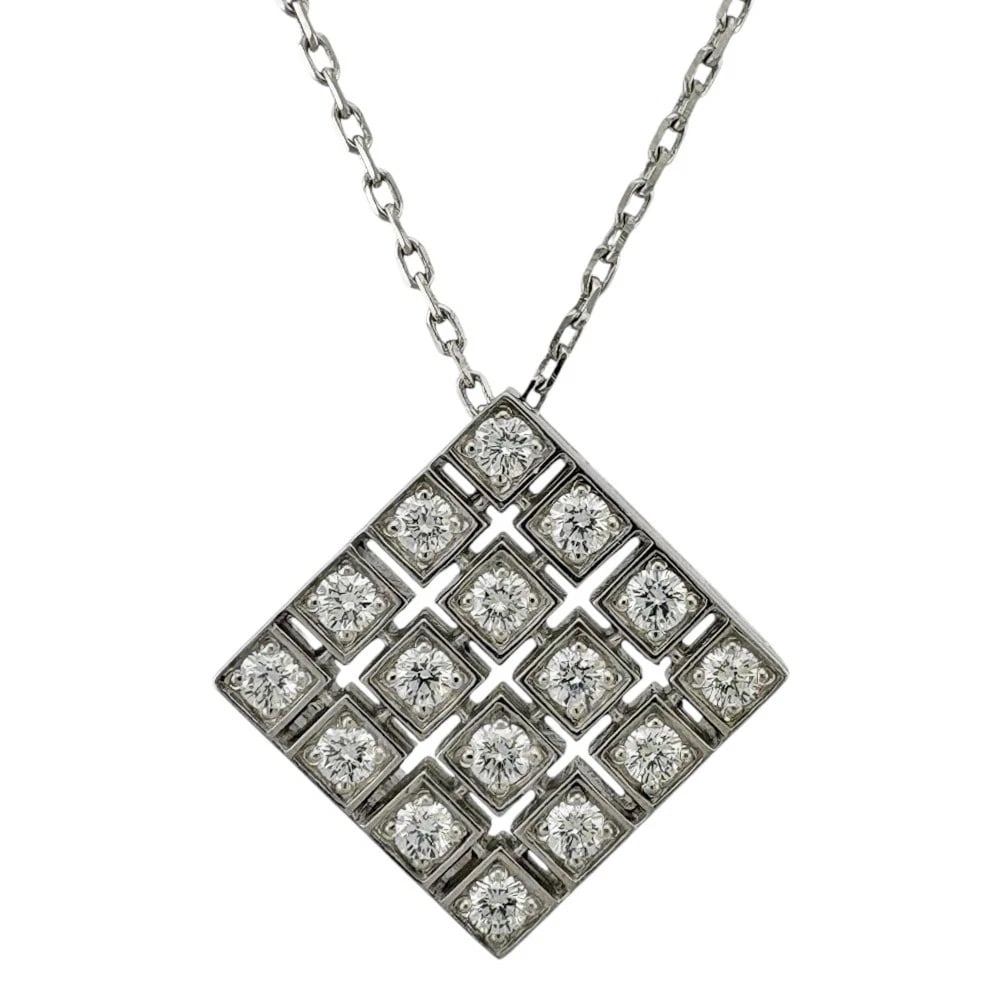 MIKIMOTO NECKLACE K18 WHITE GOLD DIAMOND: MIKIMOTO Necklace K18 white gold diamond Brand: MIKIMOTO Type: Necklace Material: K18 white gold Color: Silver Size: Size(CM) Total Length:38cm Chain width:1.0mm Top:W19.0mm x H19.0mm Accessories: