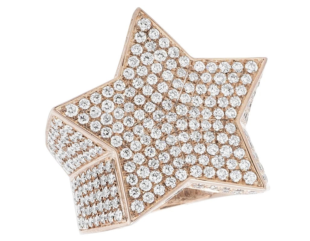MEN'S 10K ROSE GOLD DIAMOND SUPER STAR PINKY RING (1 of 5)