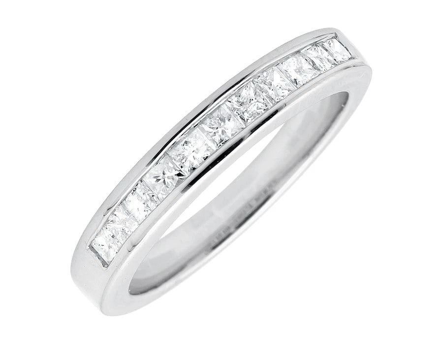 14K WHITE GOLD ONE ROW PRINCESS DIAMOND RING BAND (1 of 3)