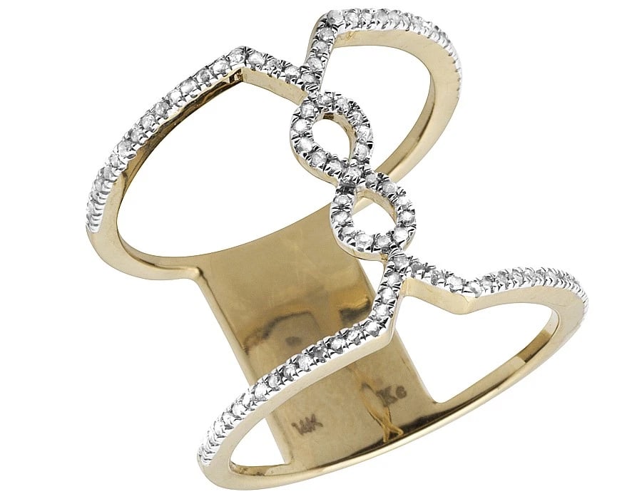 LADIES 14K YELLOW GOLD DIAMOND FASHION DESIGNER RING: Ladies 14K Yellow Gold Diamond Fashion Designer Ring Brand: None Type: Ring Material: 14K Yellow Gold Main Stone/Creation Natural Color: Yellow Gold Size: 7 US Accessories: None Accessorie