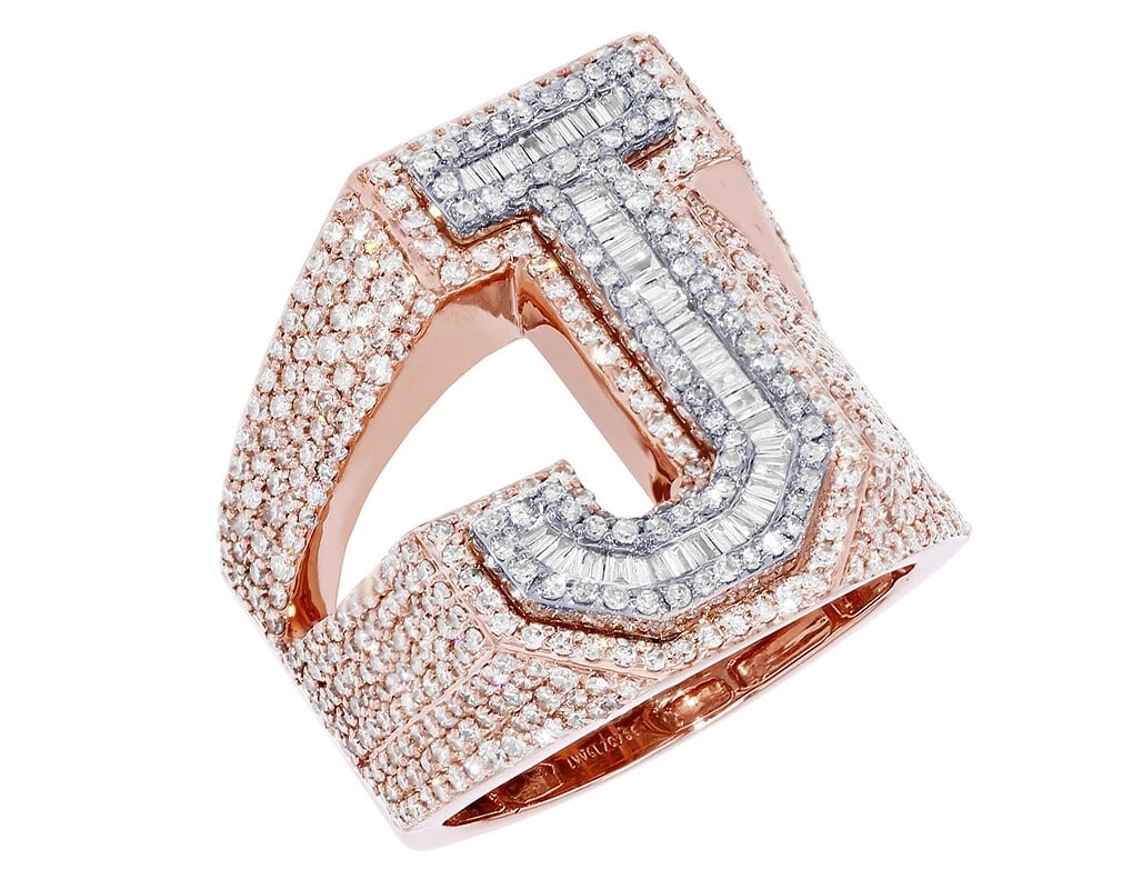 INITIAL "J" DIAMOND RING 10K ROSE- WHITE GOLD (1 of 4)