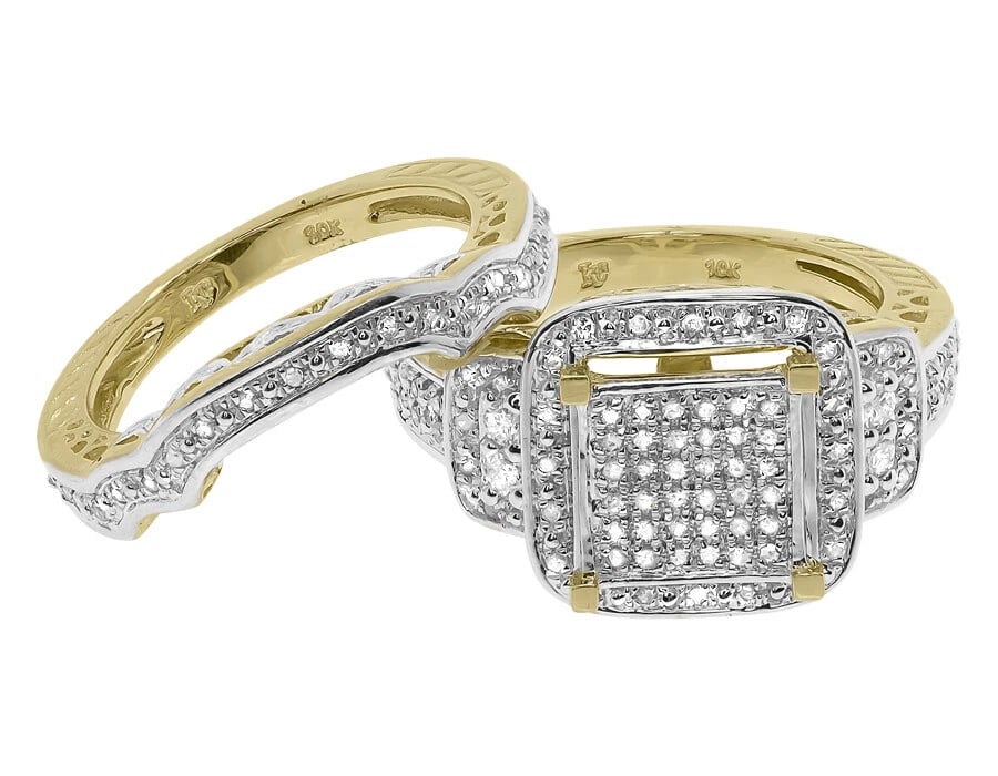 10K YELLOW GOLD ROUND DIAMOND VINTAGE BRIDAL RING (1 of 5)