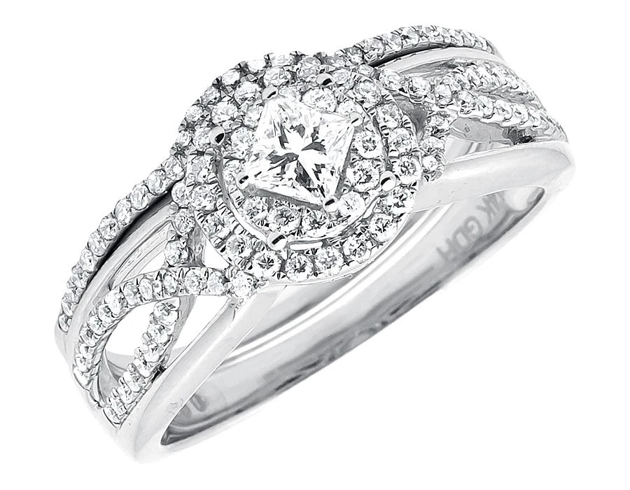 14K WHITE GOLD PRINCESS CUT CLUSTER INFINITY DIAMOND RING (1 of 4)