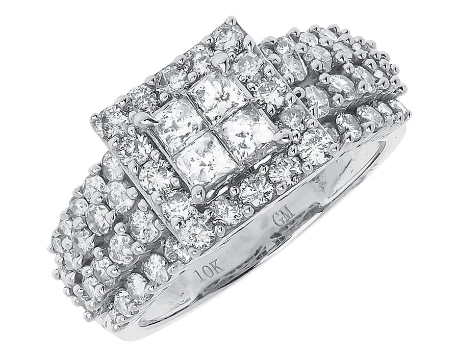 10K WHITE GOLD PRINCESS ROUND DIAMOND SHARED PRONG RING (1 of 4)