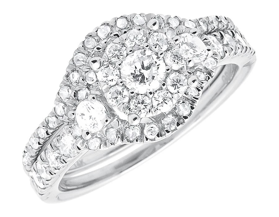 14K WHITE GOLD LADIES 3 STONE CLUSTER DIAMOND RING: 14k White Gold Ladies 3 Stone Cluster Diamond Ring Brand: None Type: Ring Material: 14k White Gold Main Stone/Creation Natural Color: White Size: 7 US Accessories: None Accessories Notice: