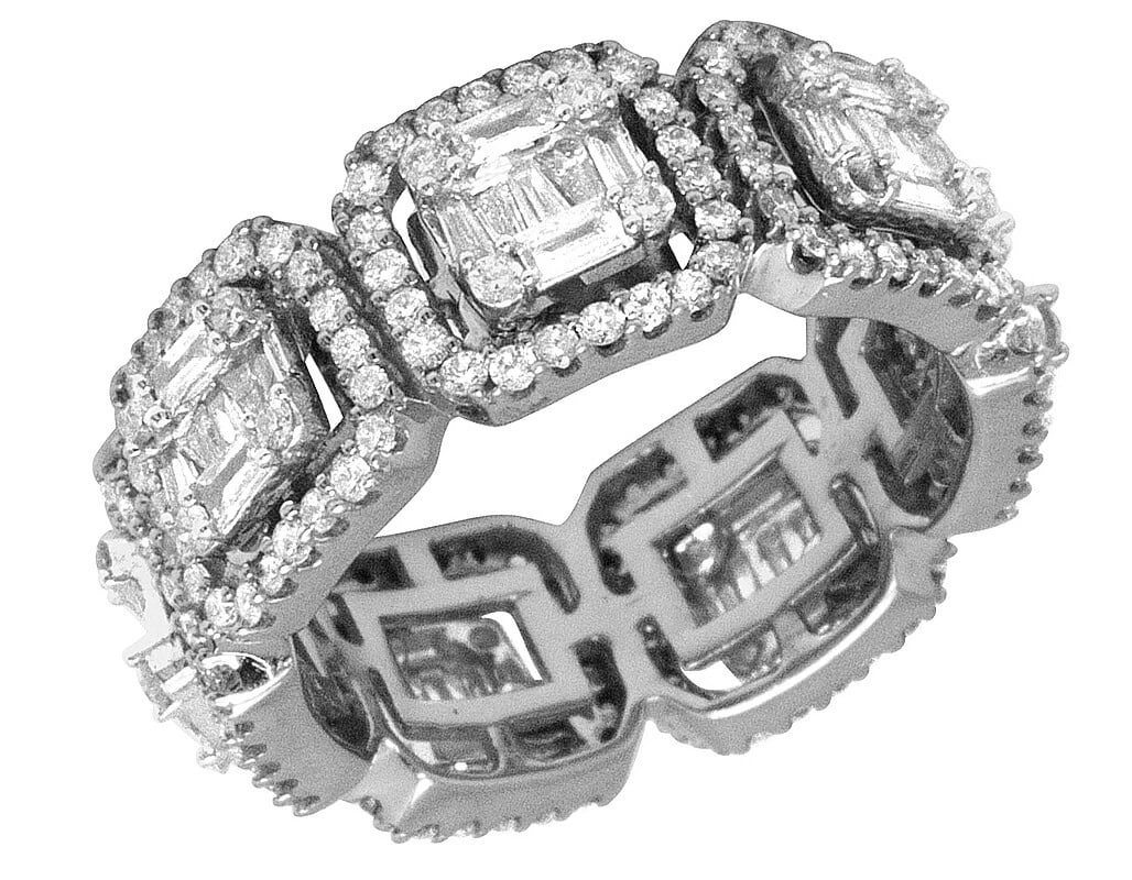 14K WHITE GOLD BAGUETTE REAL DIAMOND RING BAND (1 of 4)