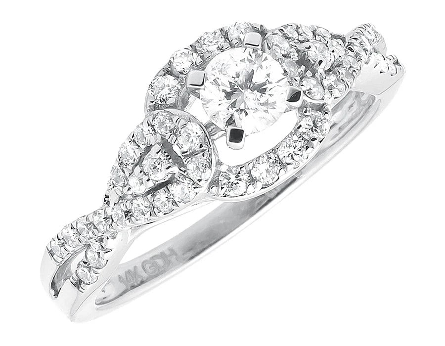 14K WHITE GOLD BRIDAL SOLITAIRE INFINITY DIAMOND RING (1 of 5)